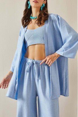 Bebe Mavisi Dokulu Oversize Kimono 5YXK4-48650-55 - XHAN